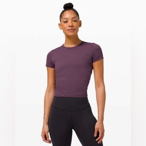 Lululemon All It Takes Short Sleeve *Train Cropped T-Shirt in Grape Thistle